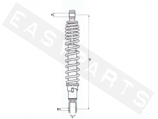 Rear shock absorber FORSA Black L.335mm Agility R16+ 125-200 2014->